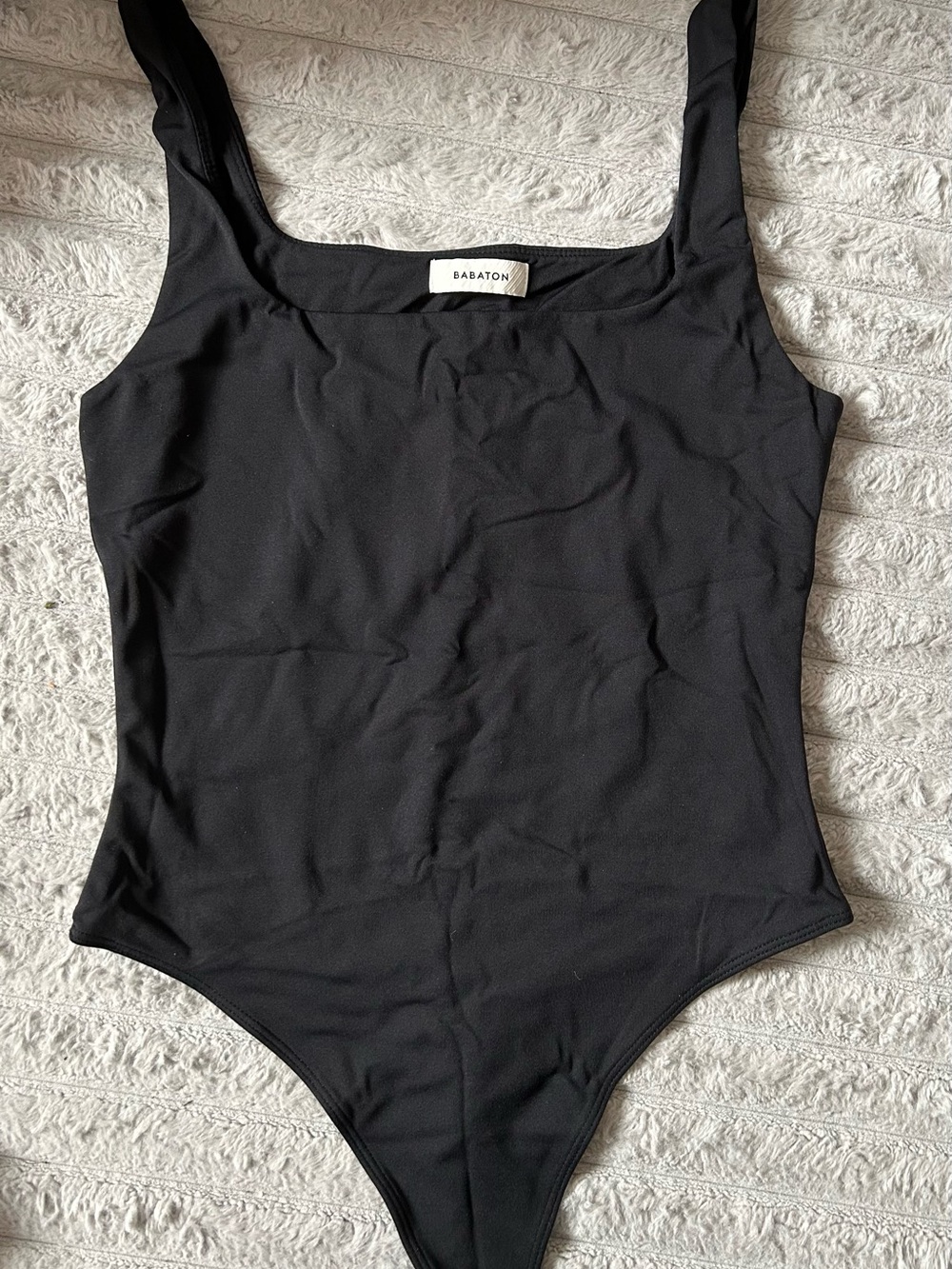 Babaton Black Square-Neck Stretch Bodysuit
